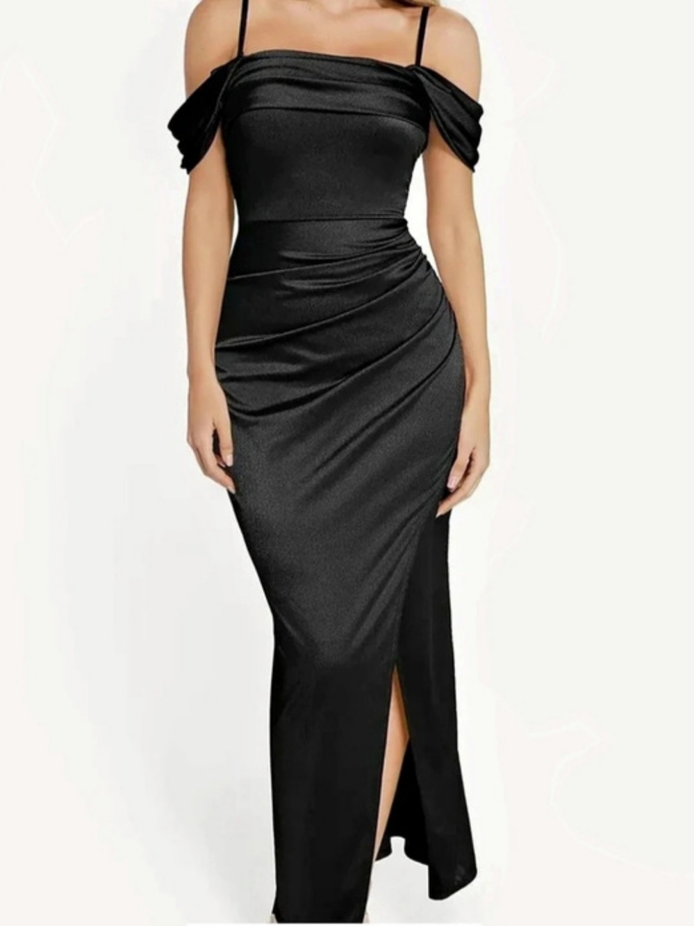 Popilush Shapewear Off-the-Shoulder Side Slit Slimming Maxi Dress Maxi Dress